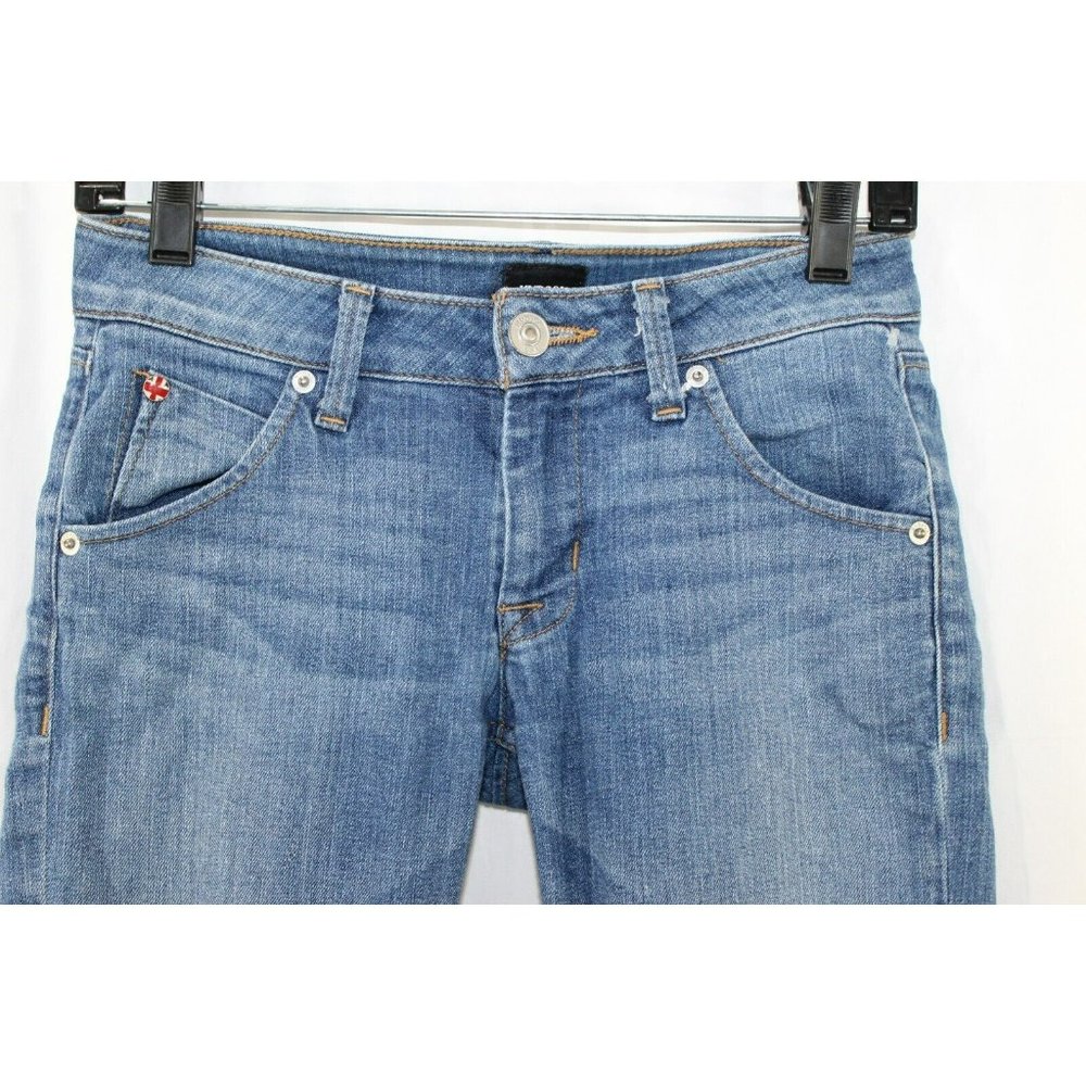Hudson Womens Medium Wash Bacara Crop Straight Cuff Jeans 25 - Picture 2 of 6